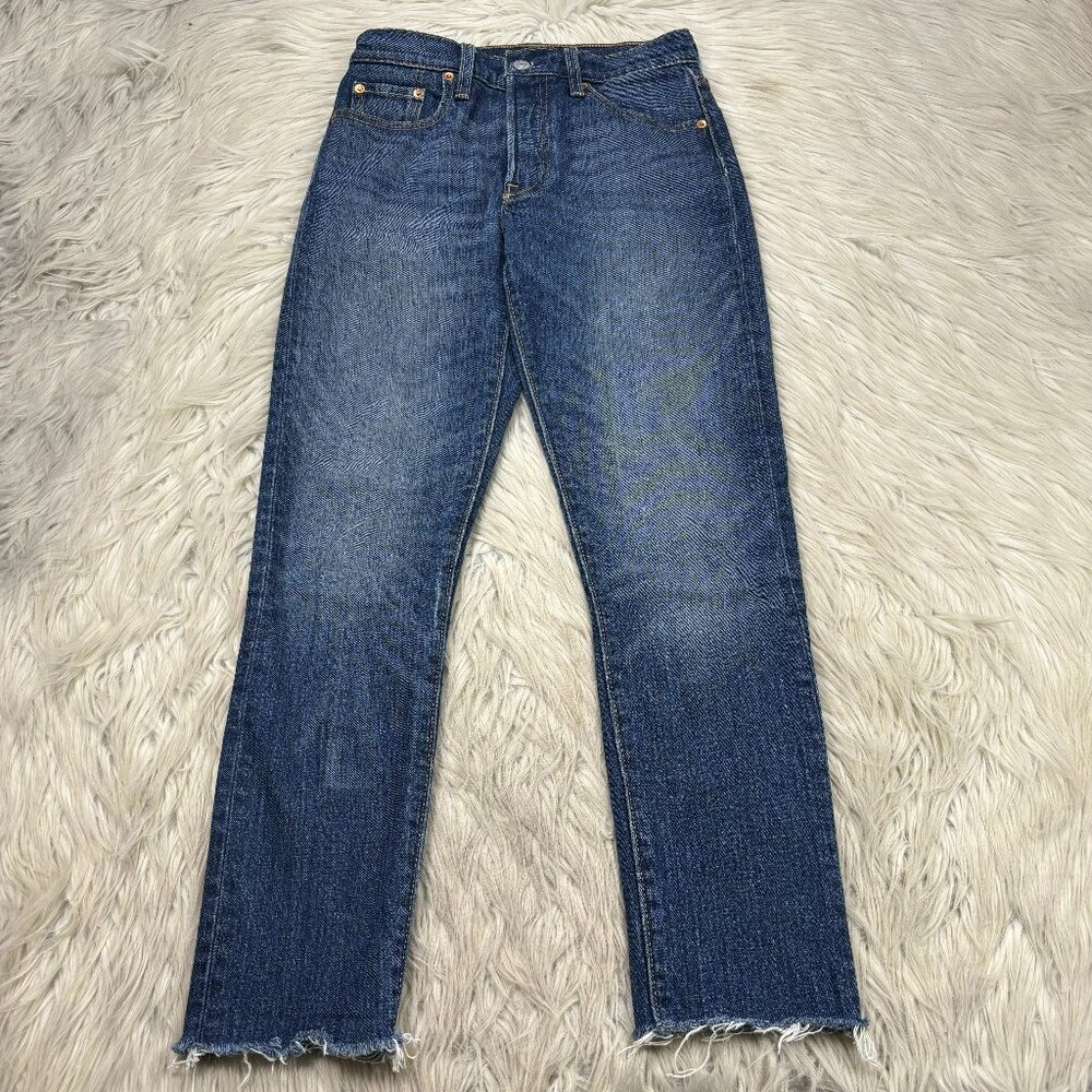 Levi's Women's Medium Wash Raw‎ Hem 501 Original Fit Jeans
